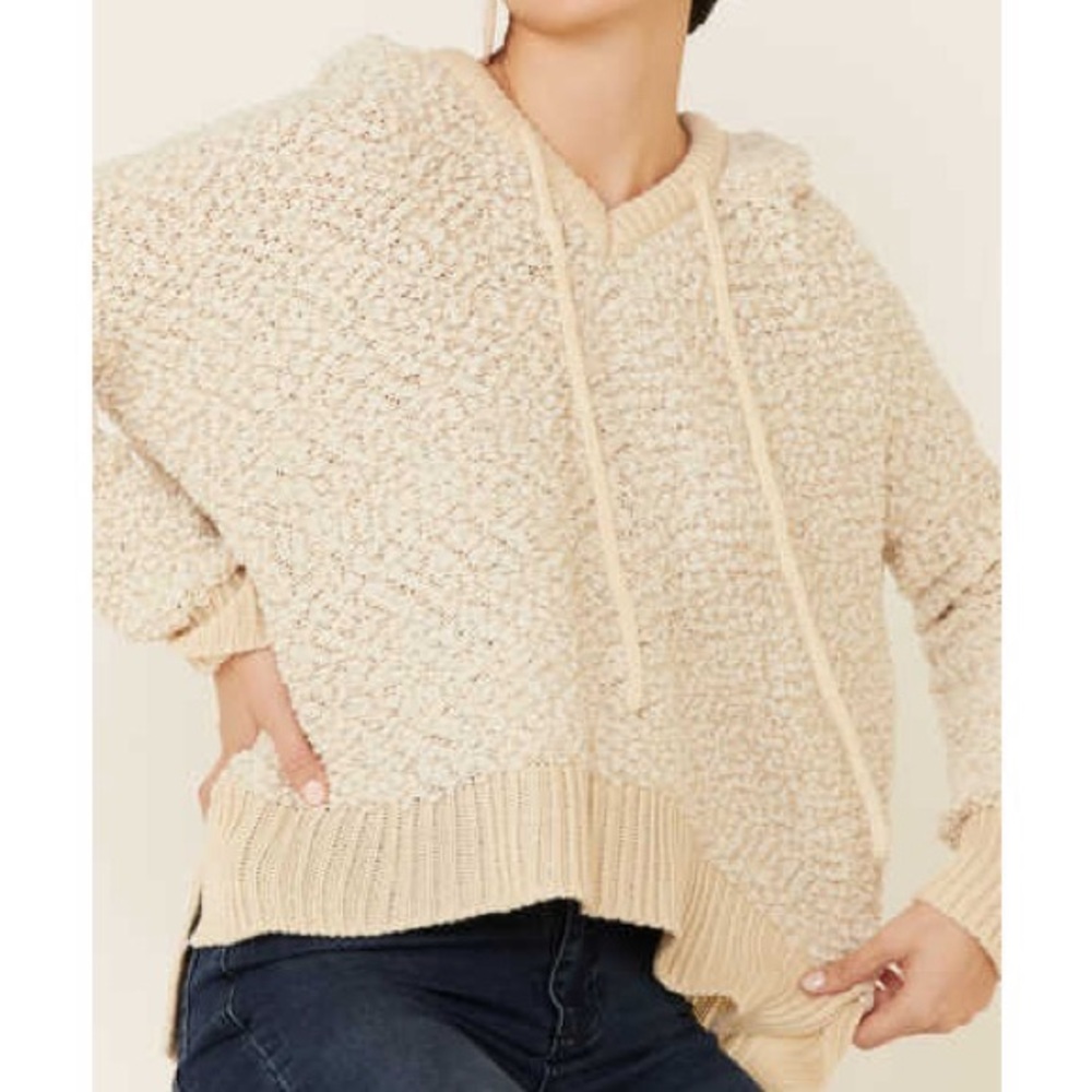 POL Popcorn Chenille Hooded Sweater